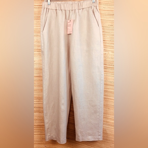 QUINCE New With Tag 100% Organic Linen Pants In The Color Of Driftwood. Size S - Picture 5 of 13